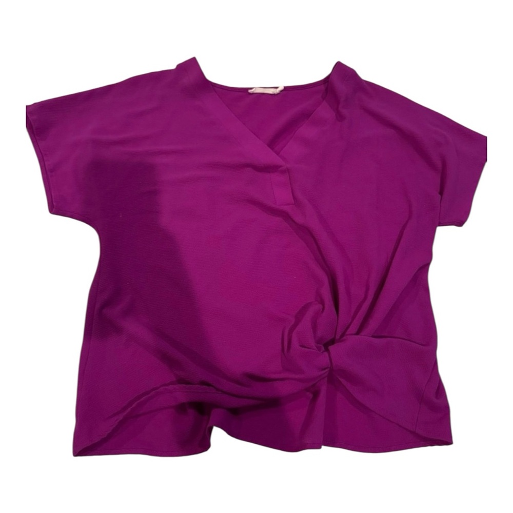 Lush Medium Women's Purple V-Neck Twist Top
